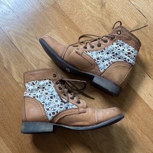 Steve Madden Leather Booties with Lace Embellishment